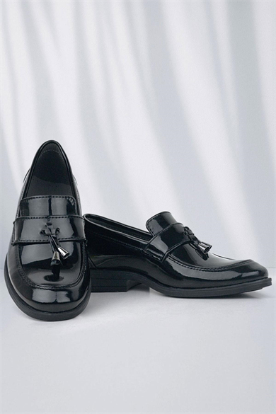 Rakerplus Loafer Siyah Rugan Erkek Klasik Çocuk Ayakkabı