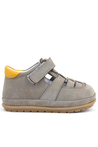 Rakerplus Muppet Hakiki Deri Kum Rengi Cırtlı Anatomik Bebek Sandalet Ayakkabı