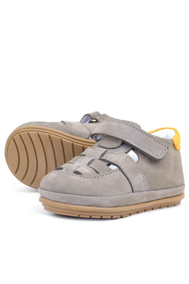 Rakerplus Muppet Hakiki Deri Kum Rengi Cırtlı Anatomik Bebek Sandalet Ayakkabı