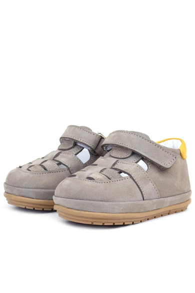 Rakerplus Muppet Hakiki Deri Kum Rengi Cırtlı Anatomik Bebek Sandalet Ayakkabı