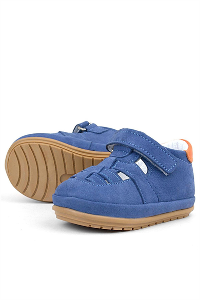 Rakerplus Muppet Hakiki Deri Lacivert Cırtlı Anatomik Bebek Sandalet Ayakkabı