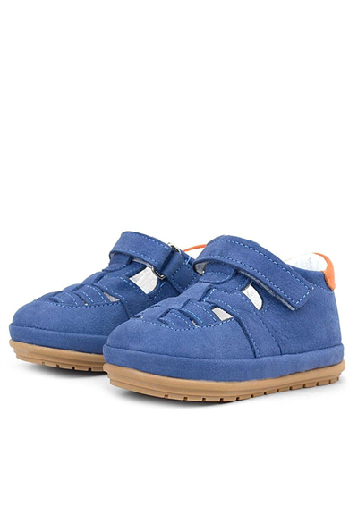Rakerplus Muppet Hakiki Deri Lacivert Cırtlı Anatomik Bebek Sandalet Ayakkabı