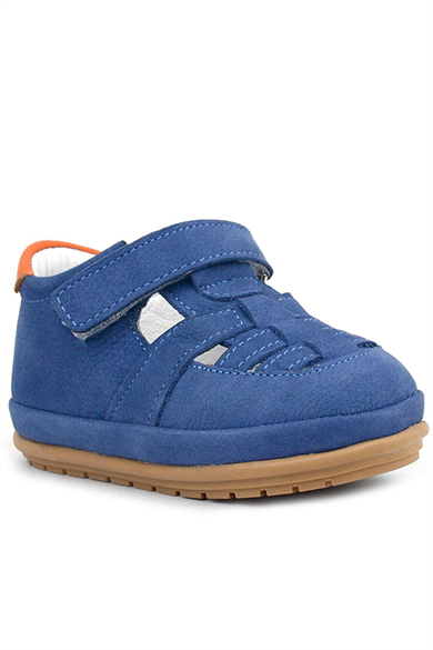 Rakerplus Muppet Hakiki Deri Lacivert Cırtlı Anatomik Bebek Sandalet Ayakkabı
