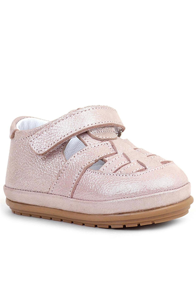 Rakerplus Muppet Hakiki Deri Simli Pudra Cırtlı Anatomik Bebek Sandalet Ayakkabı