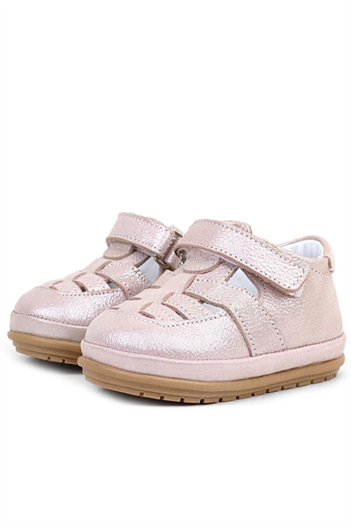 Rakerplus Muppet Hakiki Deri Simli Pudra Cırtlı Anatomik Bebek Sandalet Ayakkabı