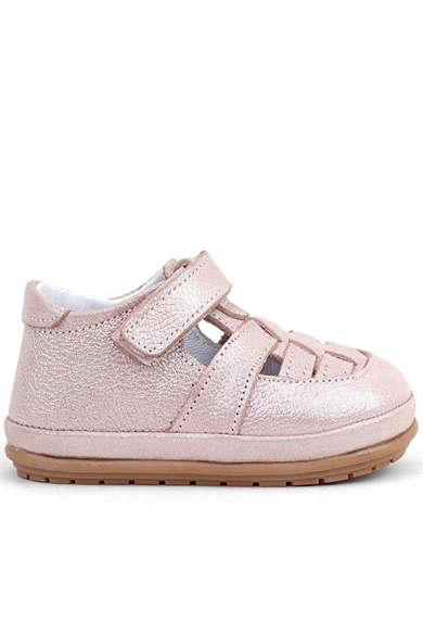 Rakerplus Muppet Hakiki Deri Simli Pudra Cırtlı Anatomik Bebek Sandalet Ayakkabı