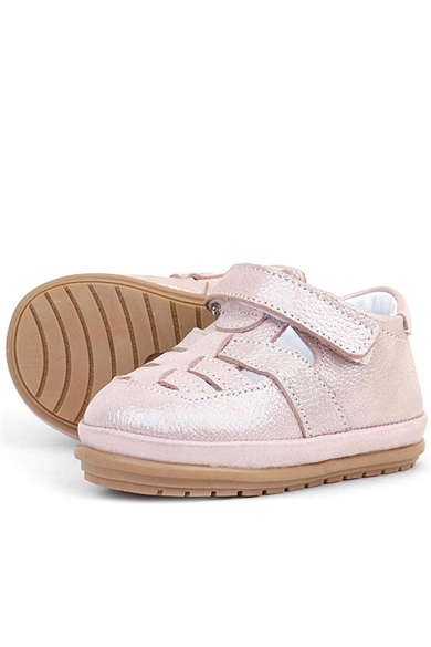 Rakerplus Muppet Hakiki Deri Simli Pudra Cırtlı Anatomik Bebek Sandalet Ayakkabı