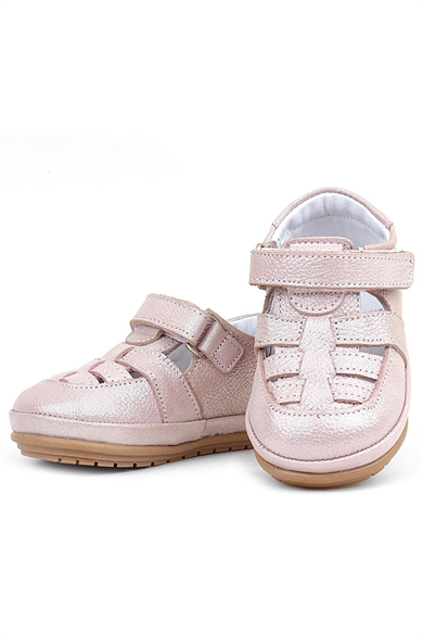 Rakerplus Muppet Hakiki Deri Simli Pudra Cırtlı Anatomik Bebek Sandalet Ayakkabı