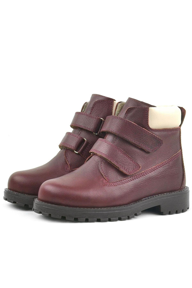 Rakerplus Neson Hakiki Deri Bordo Cırtlı Çocuk Bot