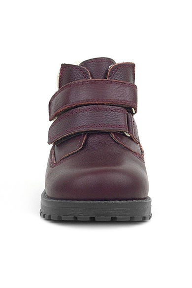 Rakerplus Neson Hakiki Deri Bordo Kürklü Cırtlı Bebek Bot