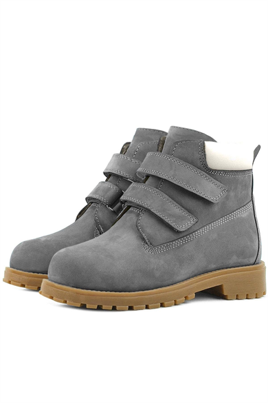 Rakerplus Neson Hakiki Deri Gri Cırtlı Çocuk Bot