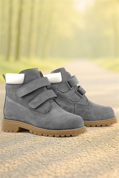 Rakerplus Neson Hakiki Deri Gri Cırtlı Çocuk Bot