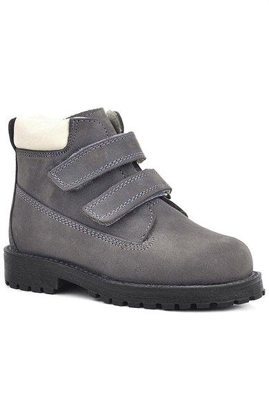 Rakerplus Neson Hakiki Deri Gri Cırtlı Kürklü Çocuk Bot