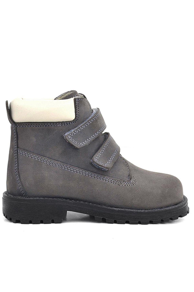 Rakerplus Neson Hakiki Deri Gri Cırtlı Kürklü Çocuk Bot