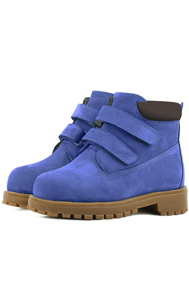 Rakerplus Neson Hakiki Deri Koyu Mavi Cırtlı Çocuk Bot