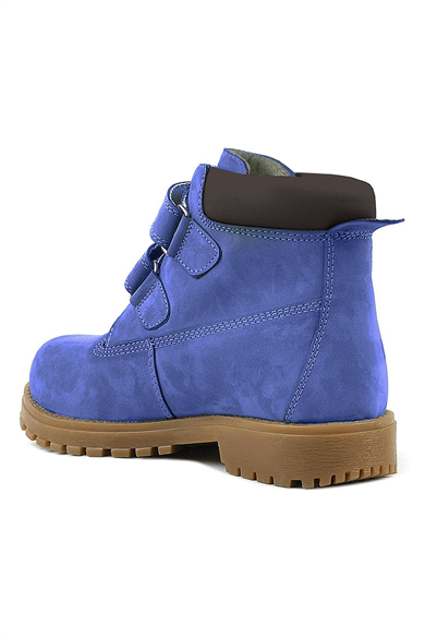 Rakerplus Neson Hakiki Deri Koyu Mavi Cırtlı Çocuk Bot