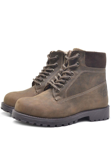 Rakerplus Neson Hakiki Deri Kum Rengi Kışlık Çocuk Bot Postal Ayakkabı