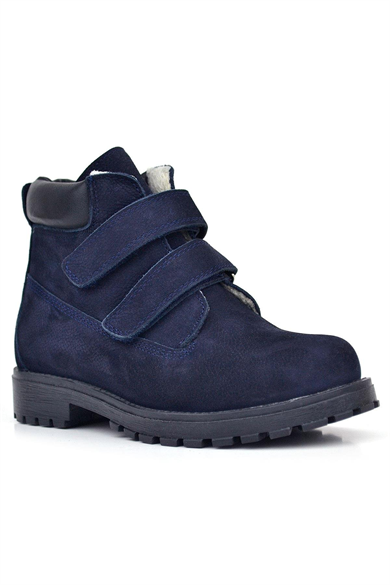 Rakerplus Neson Hakiki Deri Lacivert Nubuk Kürklü Cırtlı Çocuk Bot