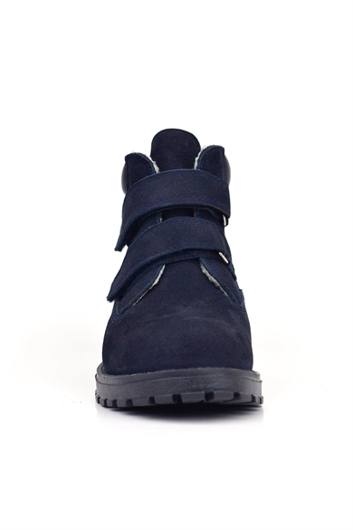 Rakerplus Neson Hakiki Deri Lacivert Nubuk Kürklü Cırtlı Çocuk Bot