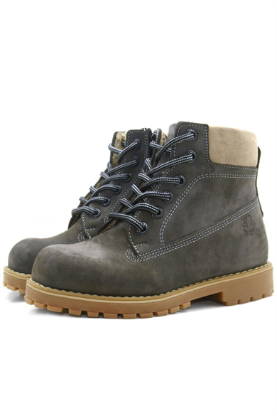 Rakerplus Neson Hakiki Deri Rahat Gri Fermuarlı Unisex Çocuk Bot