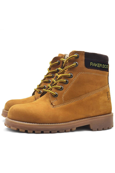 Rakerplus Neson Hakiki Deri Rahat Sarı Fermuarlı Unisex Çocuk Bot