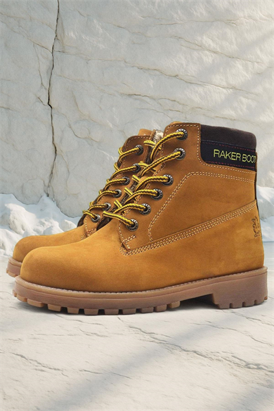 Rakerplus Neson Hakiki Deri Rahat Sarı Fermuarlı Unisex Çocuk Bot