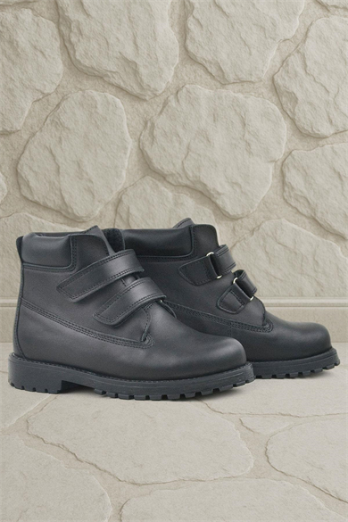 Rakerplus Neson Hakiki Deri Siyah Cırtlı Çocuk Bot