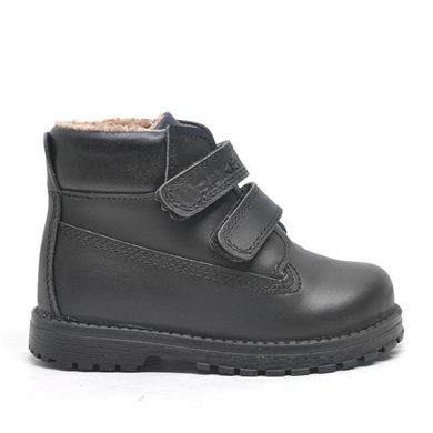 Rakerplus Neson Hakiki Deri Siyah Kürklü Cırtlı Unisex Bebek Bot