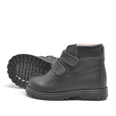 Rakerplus Neson Hakiki Deri Siyah Kürklü Cırtlı Unisex Bebek Bot