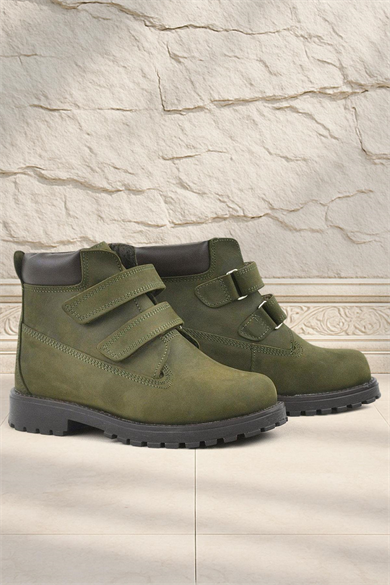 Rakerplus Neson Hakiki Deri Yeşil Cırtlı Çocuk Bot