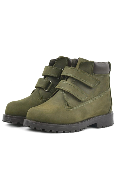 Rakerplus Neson Hakiki Deri Yeşil Cırtlı Çocuk Bot