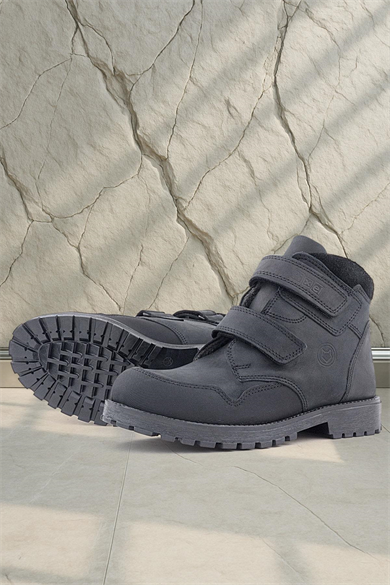 Rakerplus Pixel Hakiki Deri Siyah Nubuk Cırtlı Erkek Çocuk Bot