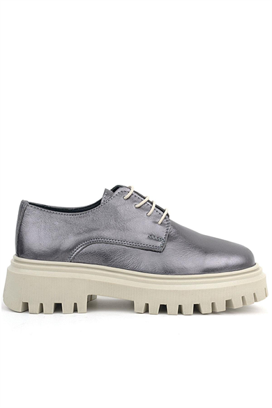 Rakerplus Platin Hakiki Deri Bağcıklı Oxford Günlük Ayakkabı