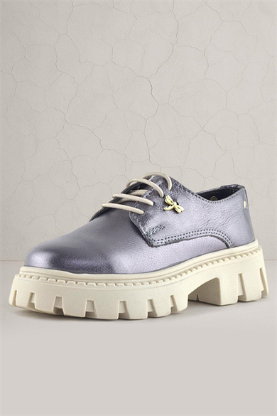 Rakerplus Platin Hakiki Deri Toka Detaylı Bağcıklı Kız Çocuk Günlük Ayakkabı