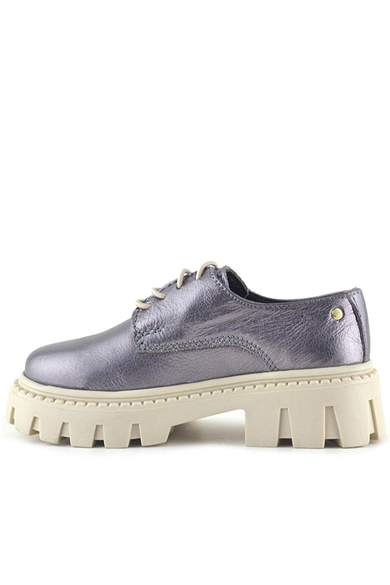 Rakerplus Platin Hakiki Deri Toka Detaylı Bağcıklı Kız Çocuk Günlük Ayakkabı