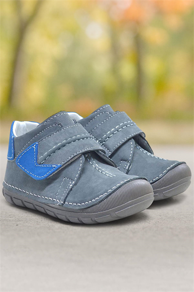 Rakerplus Popeye Hakiki Deri Gri Mavi İlk Adım Unisex Bebek Ayakkabısı