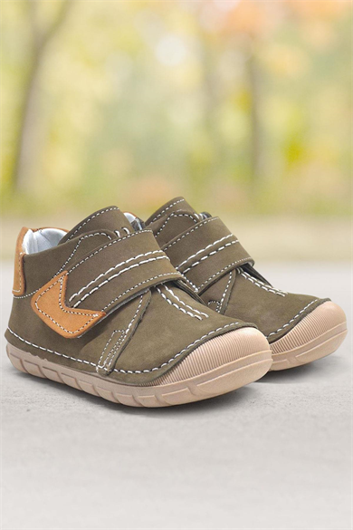 Rakerplus Popeye Hakiki Deri Haki İlk Adım Unisex Bebek Ayakkabısı