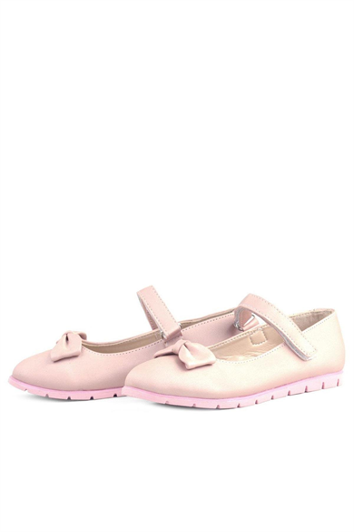 Rakerplus Pudra Fiyonklu Cırtlı Kız Çocuk Babet