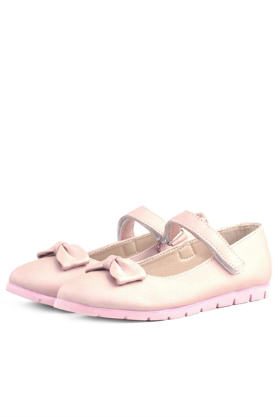 Rakerplus Pudra Fiyonklu Cırtlı Kız Çocuk Babet