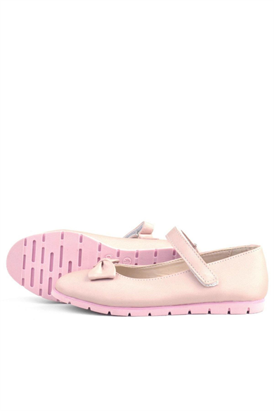 Rakerplus Pudra Fiyonklu Cırtlı Kız Çocuk Babet