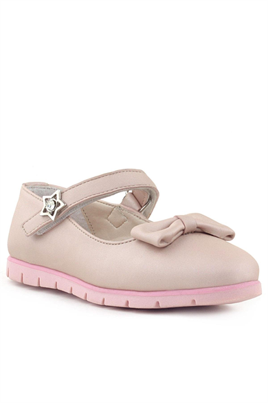 Rakerplus Pudra Fiyonklu Cırtlı Yıldızlı Kız Çocuk Babet