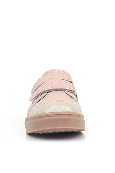 Rakerplus Pudra Simli Hakiki Deri Cırtlı Kız Çocuk Sneaker Ayakkabı