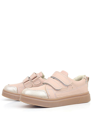 Rakerplus Pudra Simli Hakiki Deri Cırtlı Kız Çocuk Sneaker Ayakkabı