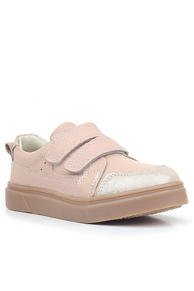 Rakerplus Pudra Simli Hakiki Deri Cırtlı Kız Çocuk Sneaker Ayakkabı