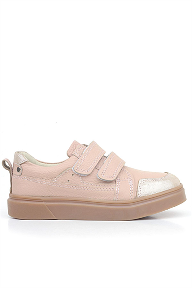 Rakerplus Pudra Simli Hakiki Deri Cırtlı Kız Çocuk Sneaker Ayakkabı