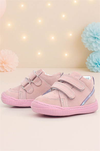 Rakerplus Raya Hakiki Deri Pembe Cırtlı Kız Bebek Bot