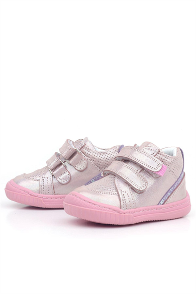 Rakerplus Raya Hakiki Deri Pembe Mor Simli Cırtlı Kız Bebek Bot