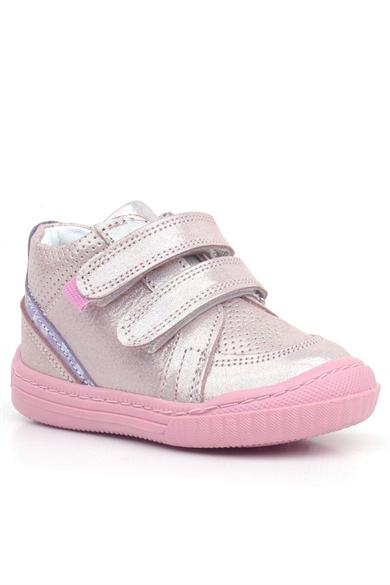 Rakerplus Raya Hakiki Deri Pembe Mor Simli Cırtlı Kız Bebek Bot