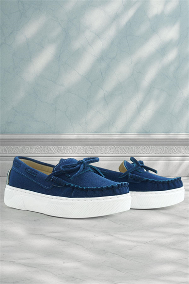 Rakerplus Saks Mavi Ekstra Hafif Çocuk Günlük Makosen Ayakkabı