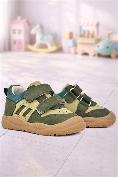 Rakerplus Schaggy Hakiki Deri Koyu Yeşil Bebek Spor Ayakkabı